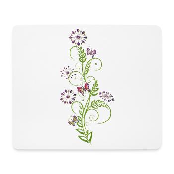 Tendril with flowers, leaves and butterflies - Mouse Pad (horizontal) - white - Front