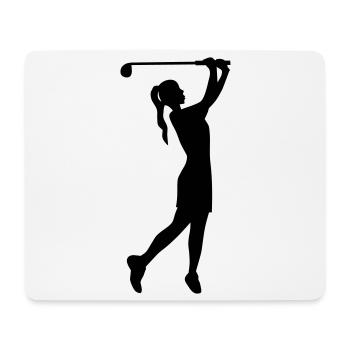 Golferin Silhouette, Golf Abschlag Damen Golf  - Mousepad (Querformat) - Weiß - Vorne