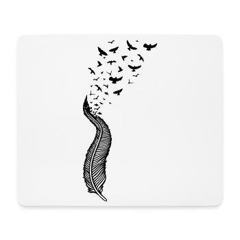 Plume et oiseaux - Tapis de souris (format paysage) - blanc - Devant