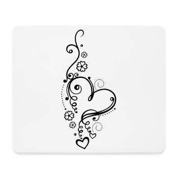 Coeur aux petits coeurs et aux fleurs - Tapis de souris (format paysage) - blanc - Devant