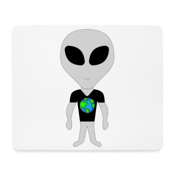 Nachhaltige Außerirdische mit der Erde - Mousepad (Querformat) - Weiß - Vorne