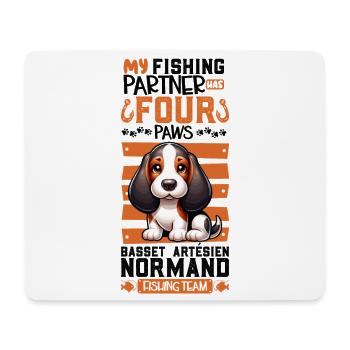 Fishing and Basset Artésien Normand - Mouse Pad (horizontal) - white - Front
