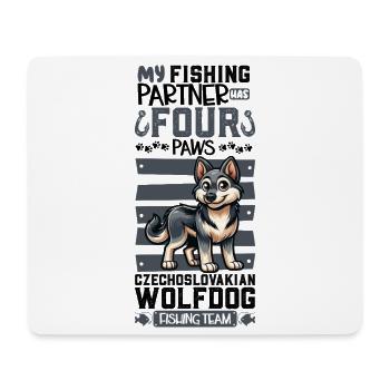 Angeln und Tschechoslowakischer Wolfhund - Mousepad (Querformat) - Weiß - Vorne