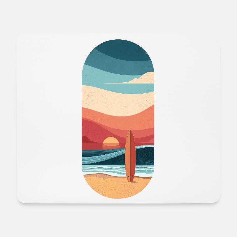 Surf and beach, Passion waves at sunset - Mouse Pad (horizontal) - white