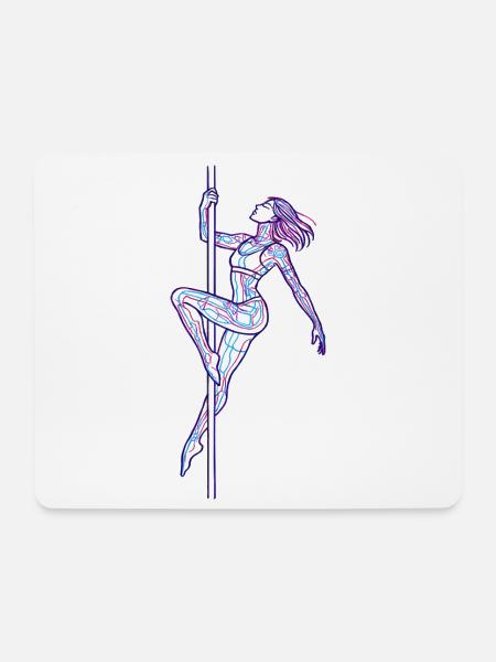 Line Art Frau Pole Dance Illustration Geschenk - Mousepad (Querformat) - Weiß