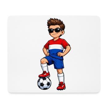 Football, Boy Fan des Pays-Bas, drapeau néerlandais - Tapis de souris (format paysage) - blanc - Devant