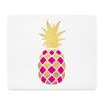 Pineapple Pattern Gold Plaid Summer Exotic - Mouse Pad (horizontal) - white - Front