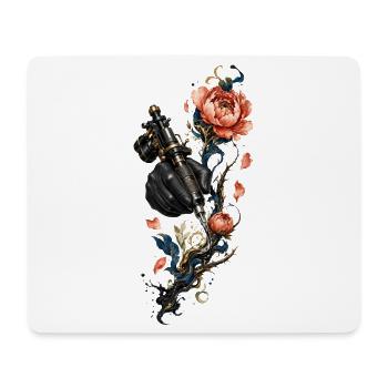 Steampunk-Nadel und Blumen - Mousepad (Querformat) - Weiß - Vorne