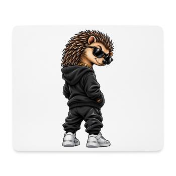 Igel im Streetstyle – Frecher Gangster-Look - Mousepad (Querformat) - Weiß - Vorne