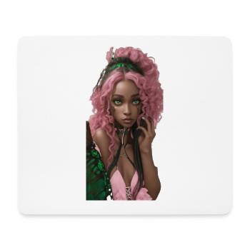 Bezaubernde schwarze Schönheit, mit lockigem Haar, natur - Mousepad (Querformat) - Weiß - Vorne