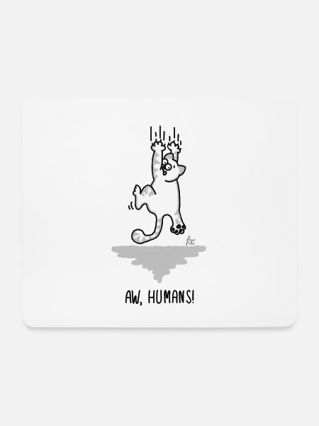 Aw people - Katze flüchtet die Wand hoch - Angst - Mousepad (Querformat) - Weiß