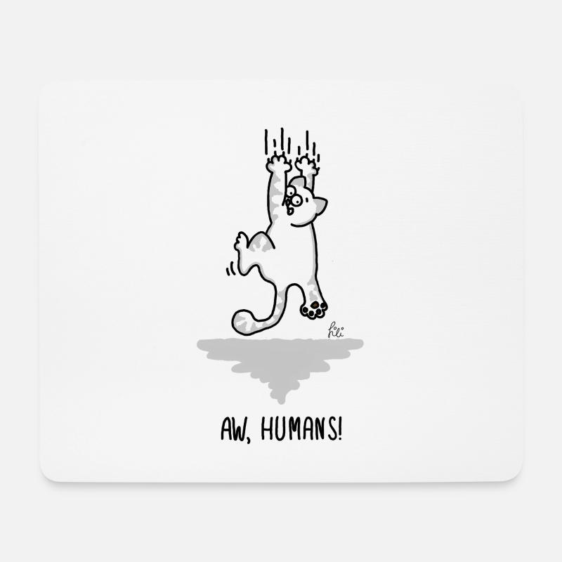 Aw people - Katze flüchtet die Wand hoch - Angst - Mousepad (Querformat) - Weiß