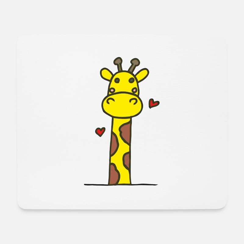 Verspielte Giraffe mit Herzen - Mousepad (Querformat) - Weiß