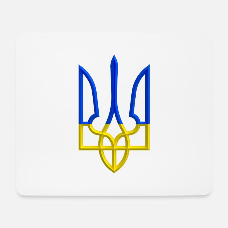 Ukraine Wappen Symbol Gerfalke Trident Dreizack - Mousepad (Querformat) - Weiß