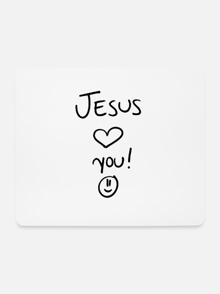 Jesus liebt dich - Mousepad (Querformat) - Weiß