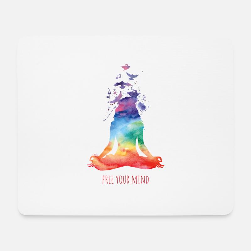 Yoga - free your mind - Mousepad (Querformat) - Weiß