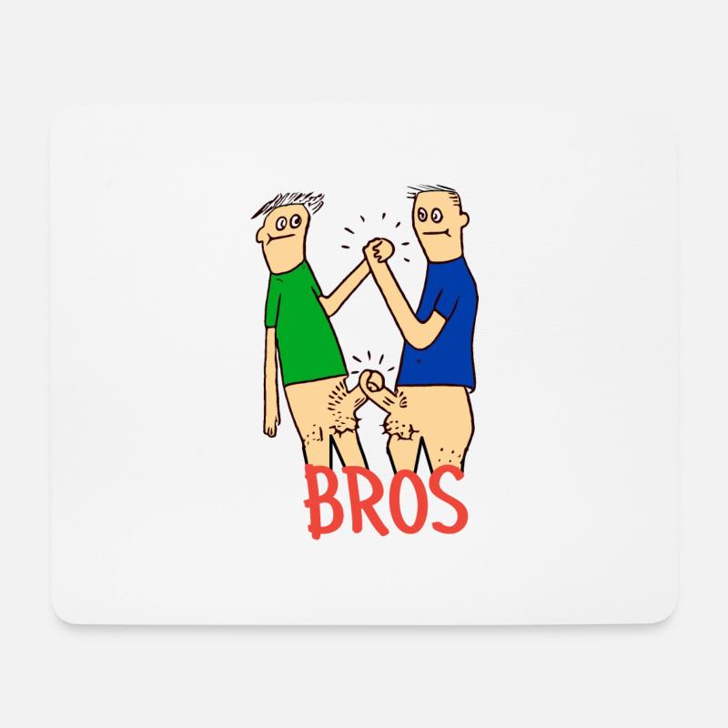 Bros Bros mænds venskabsfest - Musemåtte (tværformat) - hvid