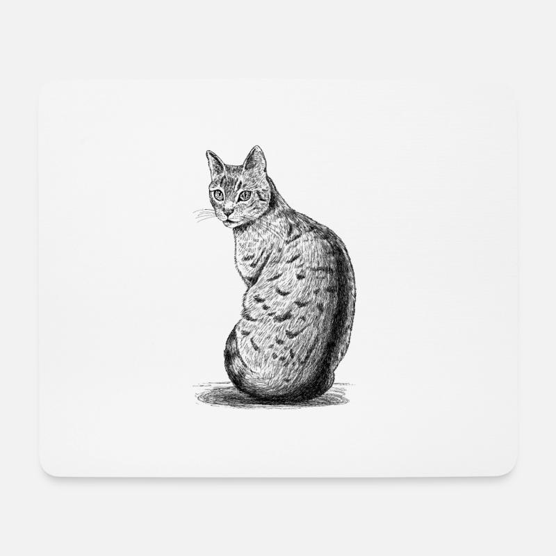 Katze_schaut_nach_hinten - Mousepad (Querformat) - Weiß