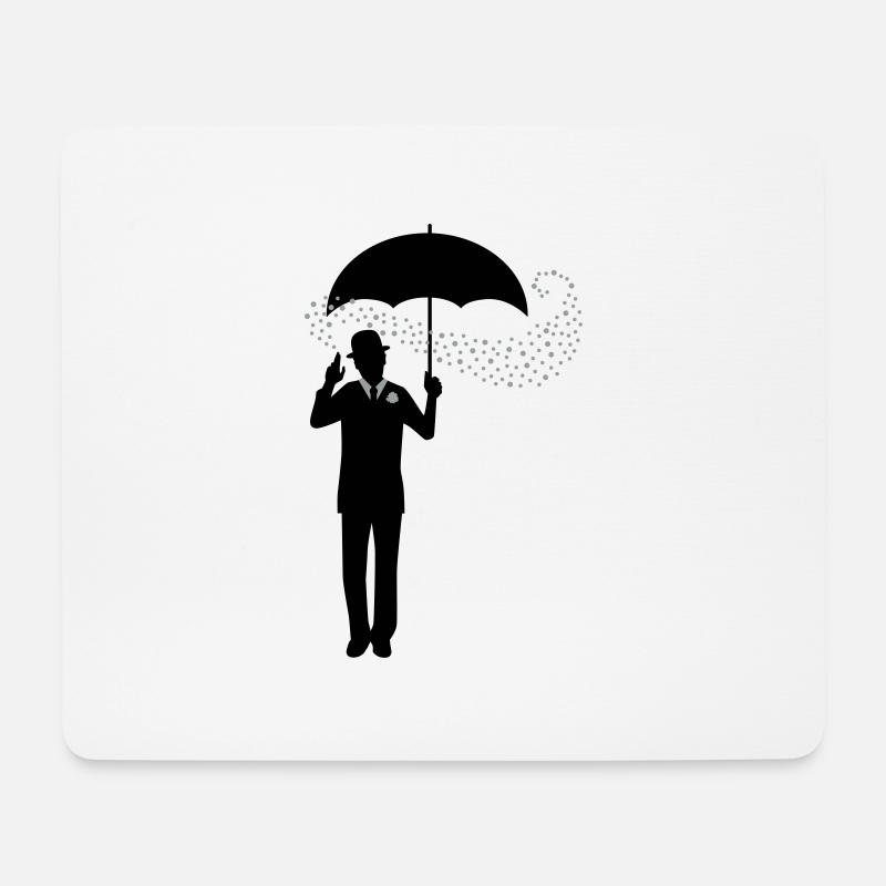 Zauberer - Regenschirm - Melone - Pantomime - 2C - Mousepad (Querformat) - Weiß