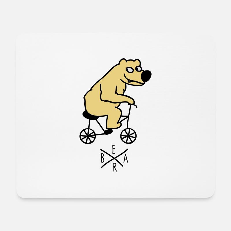 Bär fährt Fahrrad - Mousepad (Querformat) - Weiß