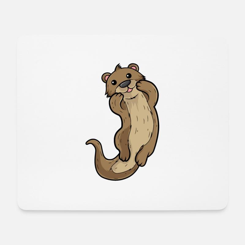 loutre - Tapis de souris (format paysage) - blanc