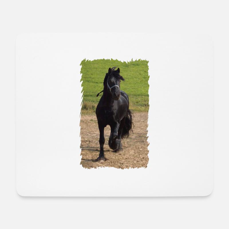 Friesenhengst - Mousepad (Querformat) - Weiß