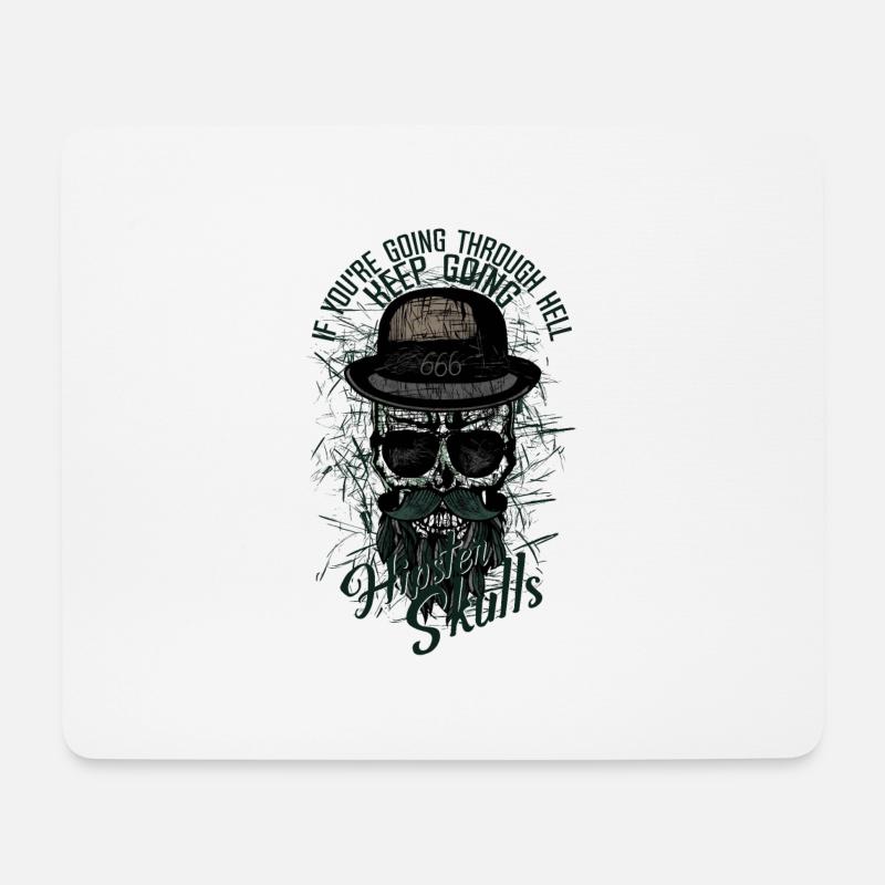 Hipster Schädel Schädel Schädel Piratenzitat - Mousepad (Querformat) - Weiß