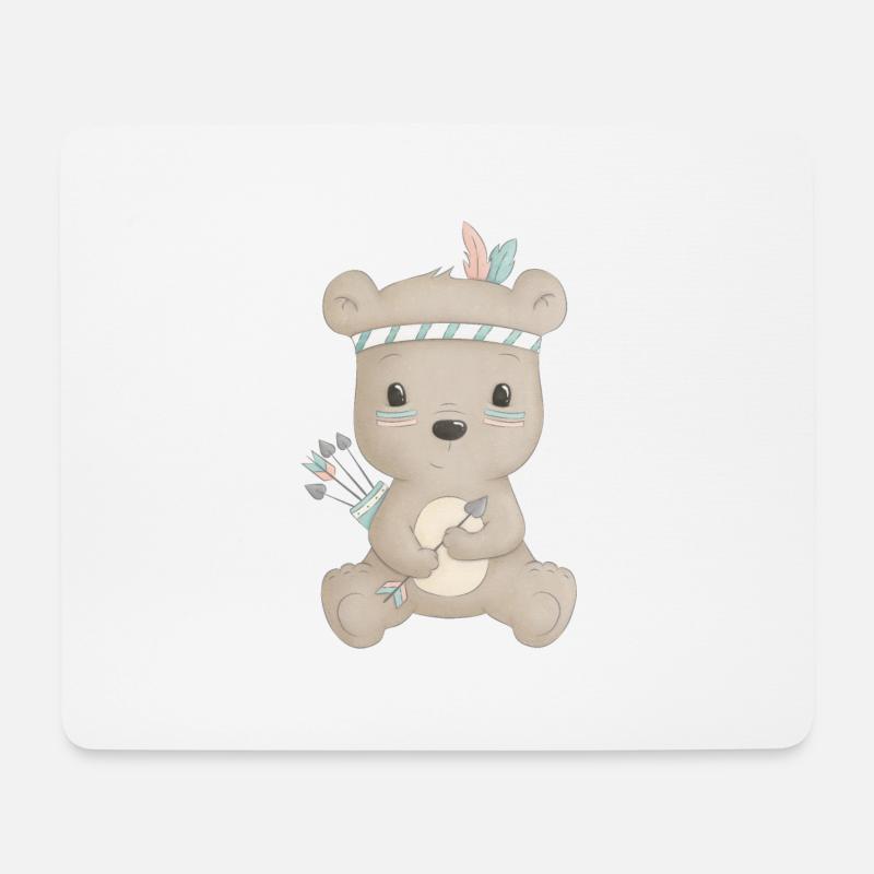 niedlicher Bär Boho - Mousepad (Querformat) - Weiß