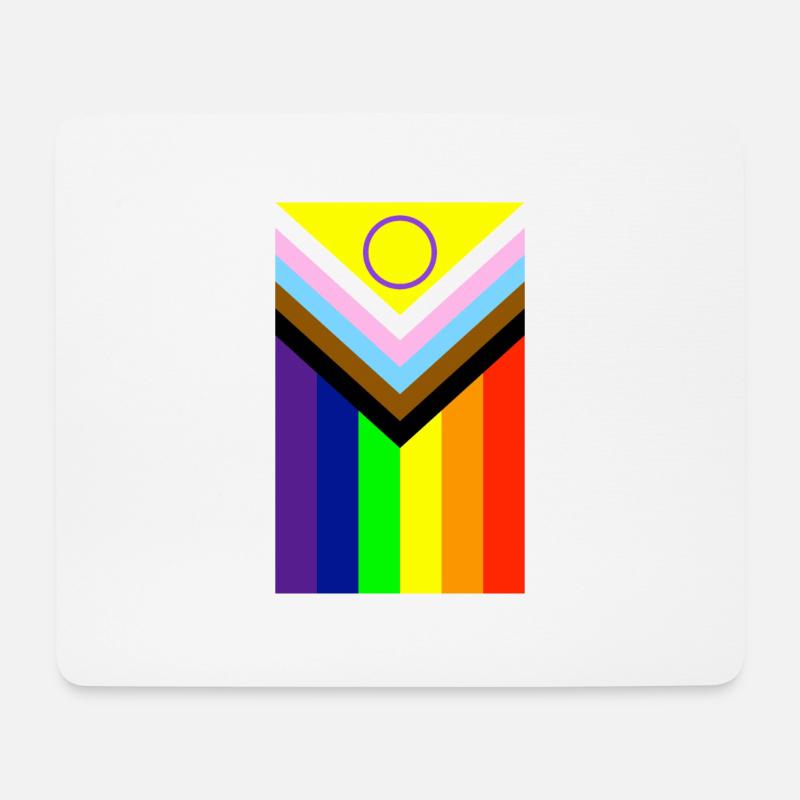 Progress Pride Flag Intersex, Pride Flag - Mousepad (Querformat) - Weiß