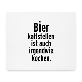 Bierflasche kalt Kühlschrank Küche kochen grillen - Mousepad (Querformat) - Weiß - Vorne