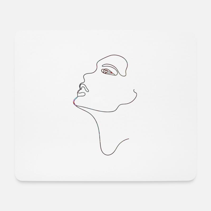 Line Art weibliche Silhouette Weibliche Gesichter Gesicht - Mousepad (Querformat) - Weiß