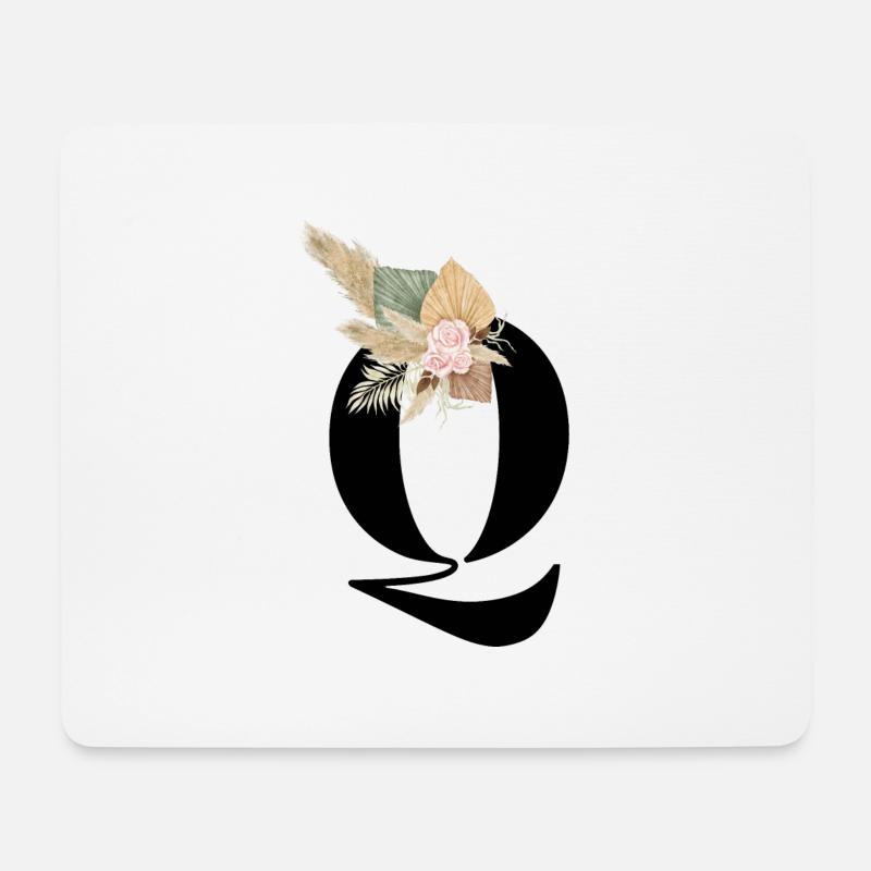 Buchstabe Q Blumen - Mousepad (Querformat) - Weiß