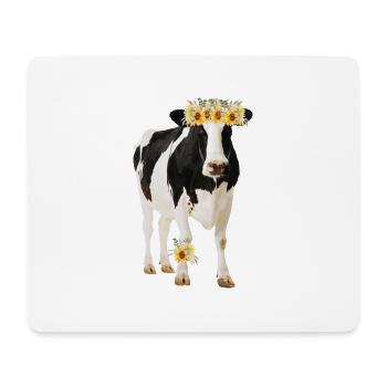 Holstein Cow With Flowers - Mouse Pad (horizontal) - white - Front