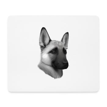 Chiot de chien Berger allemand propriétaire de chien - Tapis de souris (format paysage) - blanc - Devant