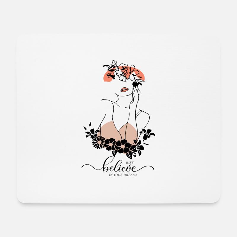 Moderne Kunst, Kunstlinie, glaube an deinen Traum - Mousepad (Querformat) - Weiß