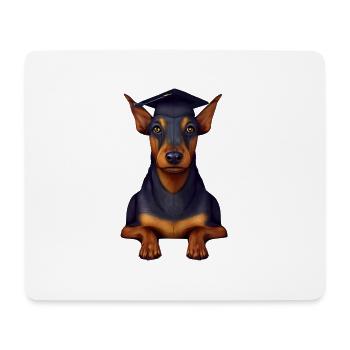 Bachelor Hunde Dobermann Studium Schulabschluss - Mousepad (Querformat) - Weiß - Vorne