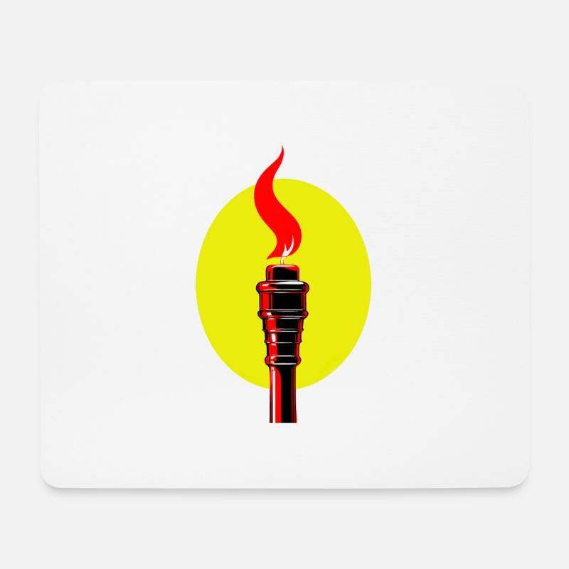 Brennende Flamme auf gelbem Hintergrund - Mousepad (Querformat) - Weiß