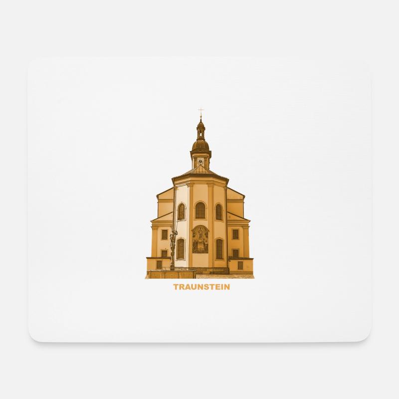 Traunstein Stadtpfarrkirche Chiemgau Oberbayern - Mousepad (Querformat) - Weiß