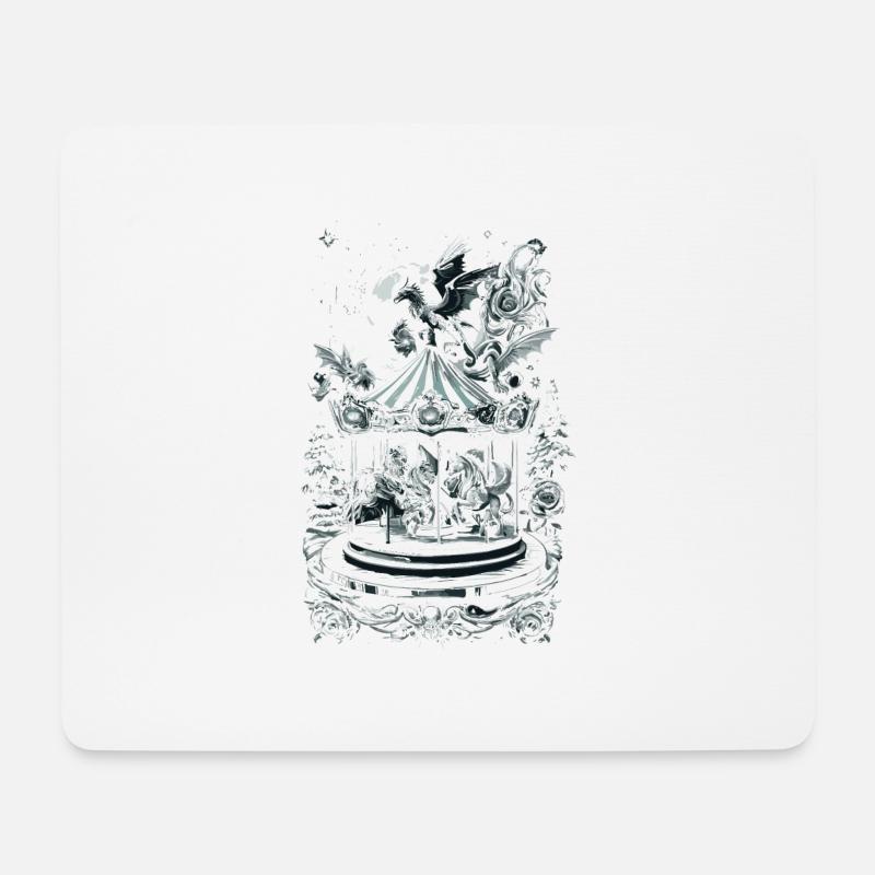Mythical Holiday Carousel Fantasy Creature - Mousepad (Querformat) - Weiß