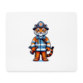 Cute Tiger Firefighter - Mousepad (Querformat) - Weiß - Vorne