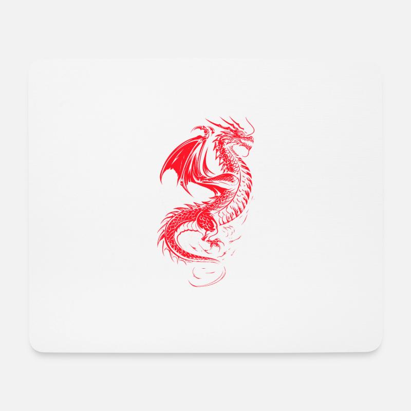 Roter Drache zügellos - Mousepad (Querformat) - Weiß