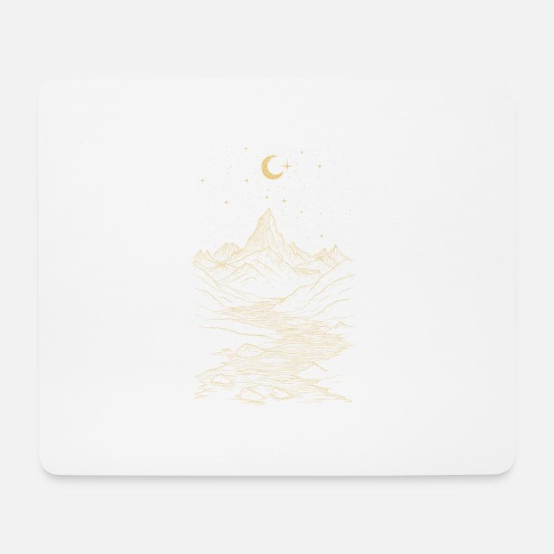 Goldener Mondfluss - Mousepad (Querformat) - Weiß