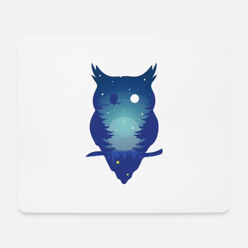 Eule - Mousepad (Querformat) - Weiß