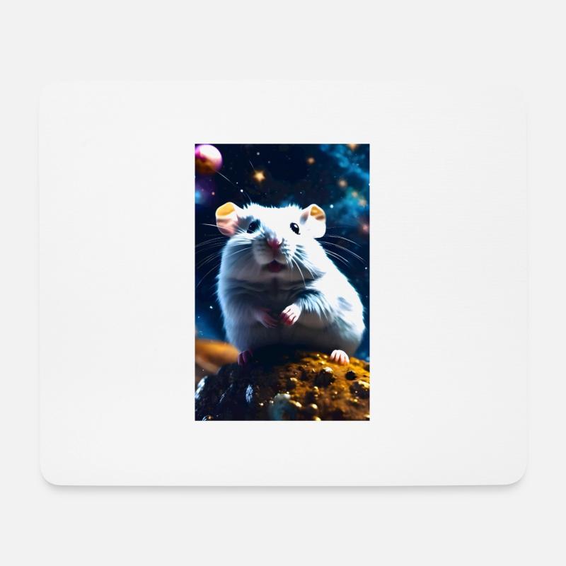 Hamster im Kosmos - Mousepad (Querformat) - Weiß