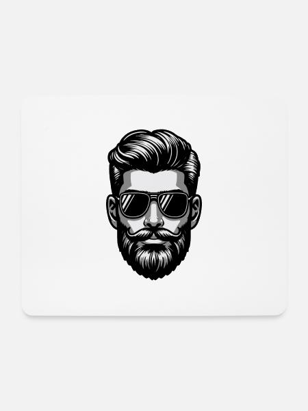 Stilvoller und trendiger Mann mit Bart - Mousepad (Querformat) - Weiß