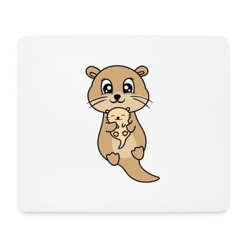 cute otter mother and baby - Mouse Pad (horizontal) - white - Front