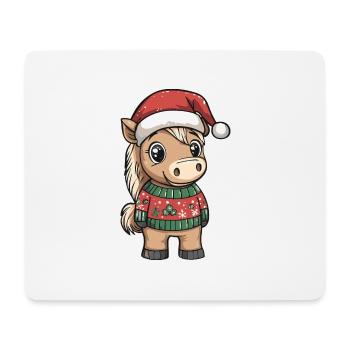 Pferd Weihnachten Comic - Mousepad (Querformat) - Weiß - Vorne