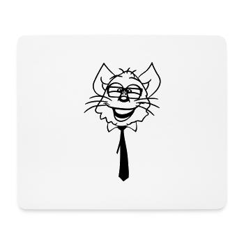 Smart Nerd Cat Horn-Rimmed Glasses Geek Tie Glasses - Mouse Pad (horizontal) - white - Front
