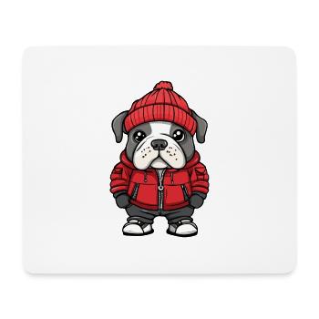 Bulldogg Hund Winter - Mousepad (Querformat) - Weiß - Vorne