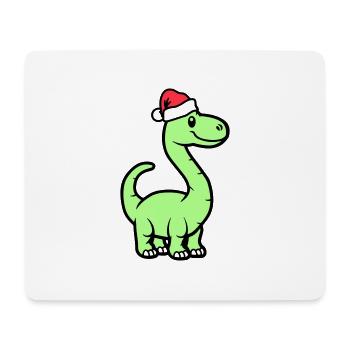 Dinosaurier Brontosaurus Weihnachtsmann - Mousepad (Querformat) - Weiß - Vorne